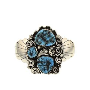 Navajo Kingman Turquoise Sterling Silver Cuff Bracelet
